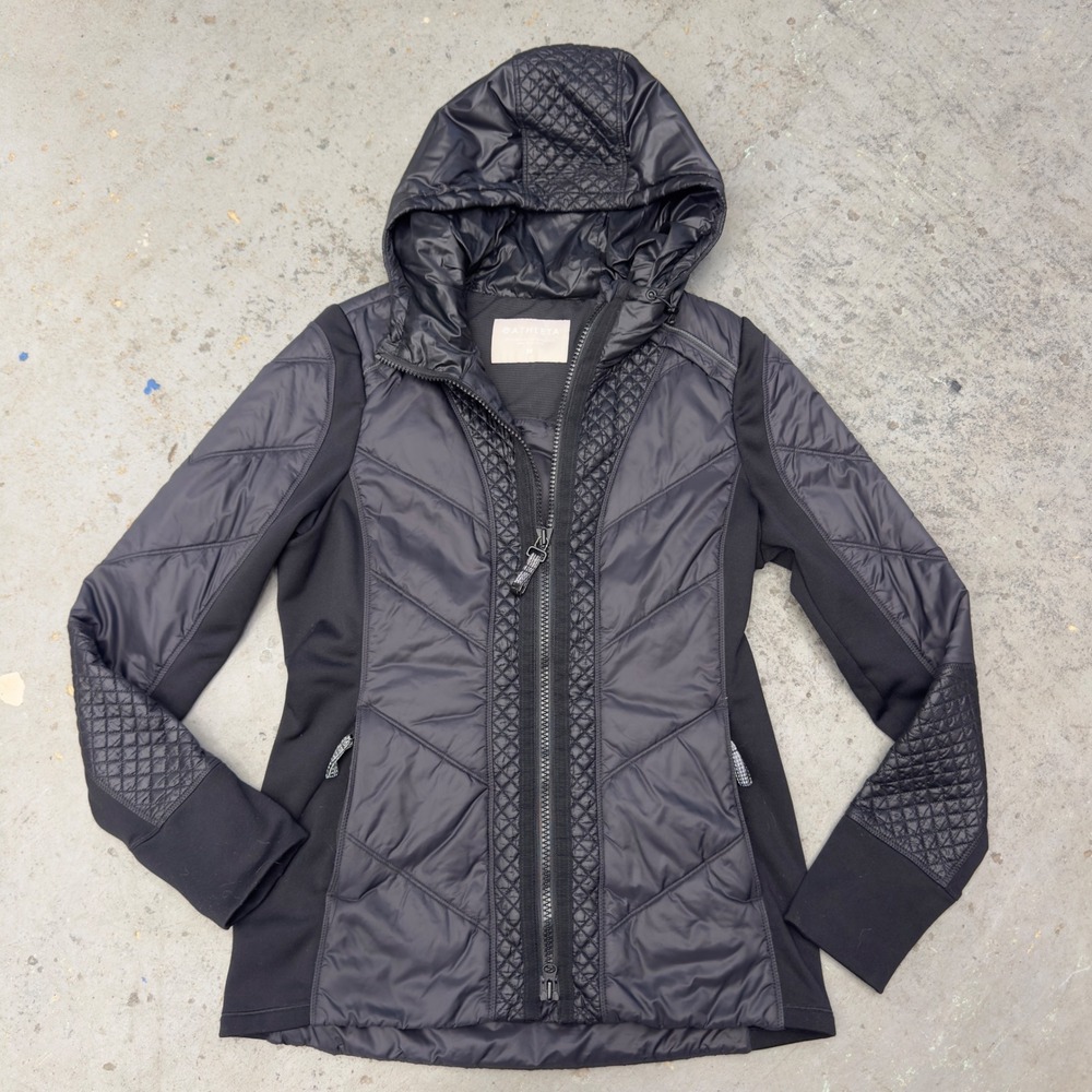 Athleta Rock Ridge Primaloft Jacket Black Hooded Hybrid Puffer Medium 350851-00